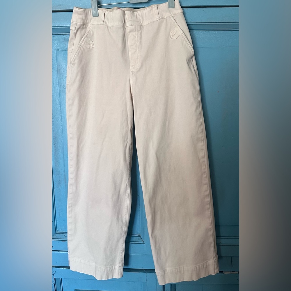 SPANX Twill Crop Cream Wide Leg Women's Pants